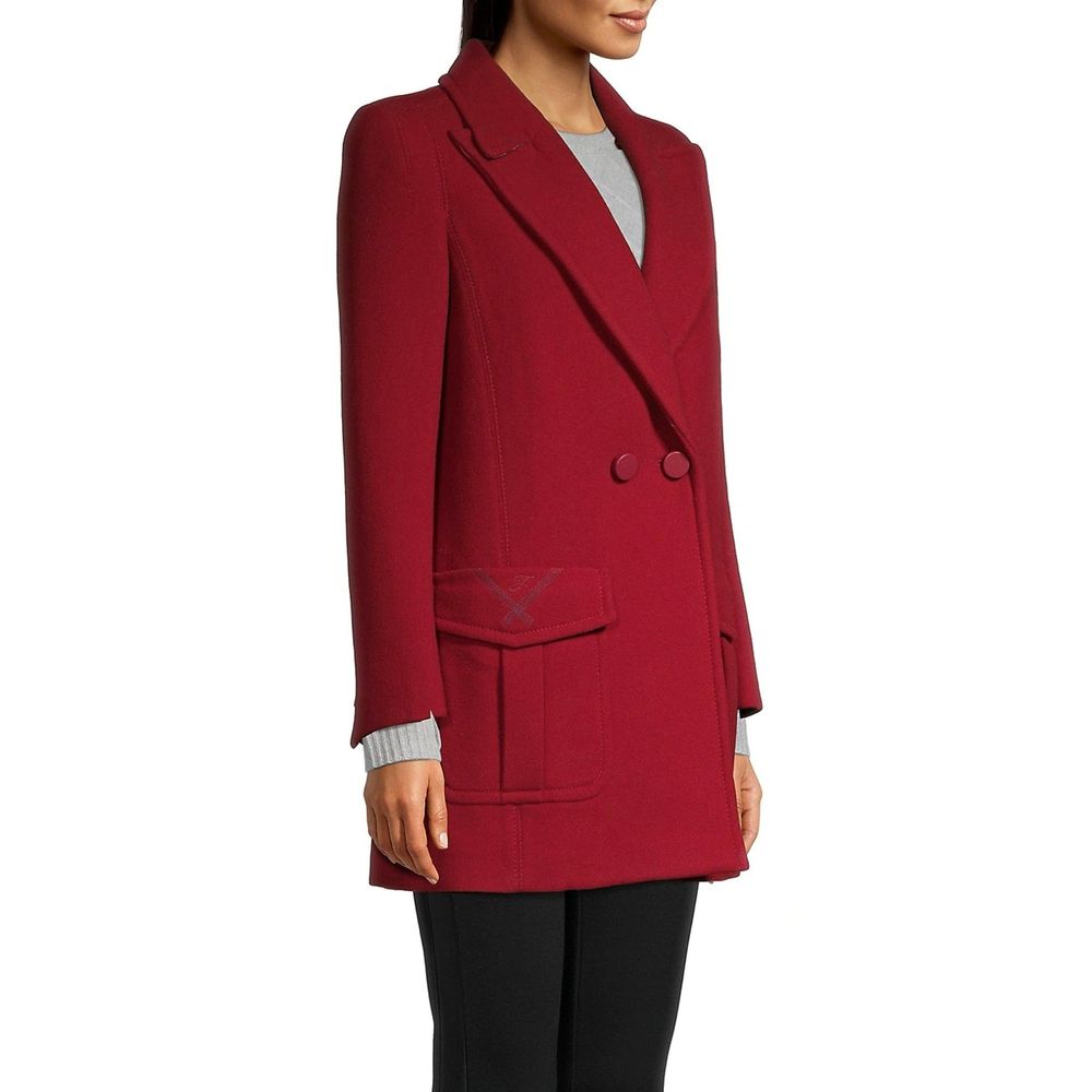 Fendi Eleganter Roter Wollmantel aus reiner Jungfrau-Wolle